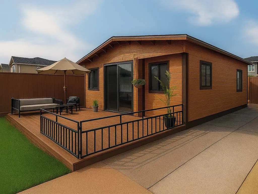 The Galaxy granny flat, a modern modular home with a pitched roof and veranda